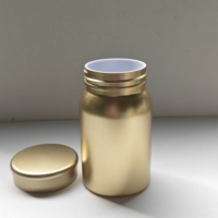 Pot rond en plastique doré mat de 150 ml, bouteille à large ouverture avec bouchon à vis assorti, récipient vide pour capsules, comprimés, produits de santé
