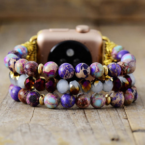 Bracelet perlé pour Apple Watch, bracelet élastique en pierre naturelle, bijoux de mode pour Apple Watch - Product Image 3