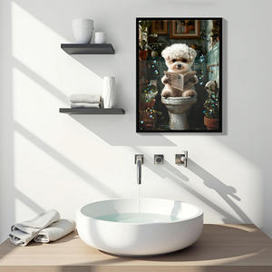 Decorazione da Bagno Incorniciata, Stampa Artistica con Cucciolo in Cornice, Divertenti Insegne da Parete per Bagno, Stampa su Tela 3D (Con Cornice, 12''x16'') - Product Image 2