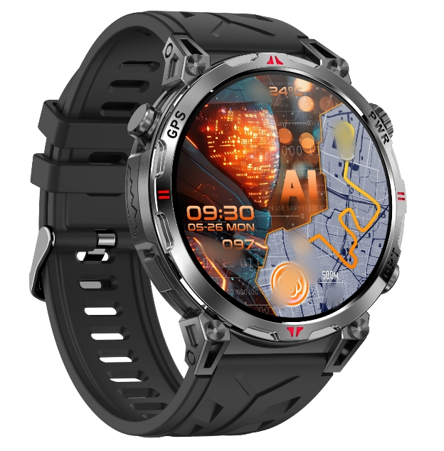 KC93 1.56'' AMOLED 3ATM Waterproof Smart Watch Heart Rate GPS Big Screen Compass Luxury Cool Health Sports Watches Wrist Watch