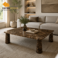Table basse rectangulaire en marbre Cotrustone Dark Emperador, table centrale en pierre polie, mobilier de luxe pour salon