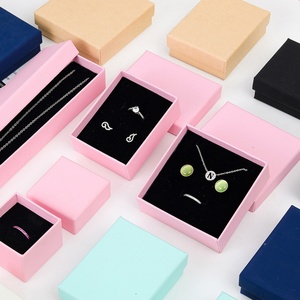 Premium Cardboard Blue Jewelry <b>Boxes</b> Lid Base Earrings and Necklace Box Bulk <b>Black</b> Cardboard Jewelry <b>Gift</b> Box - Product Image 1