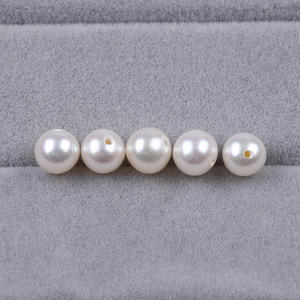 Perles rondes blanches d'eau douce naturelles Zhuji faites à la main, perles en vrac pour la fabrication de bijoux - Product Image 4