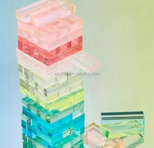 Ensemble de blocs transparents en acrylique transparent brun tourbillonnant de haute qualité personnalisé avec jeu de tour de blocs qui s'effondre - Product Image 5