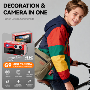 <span class=keywords><strong>Mini</strong></span> caméra portable populaire G9 à double objectif 4K HD 5MP avec filtres intégrés pour étudiants, enfants et jeunes - Product Image 5