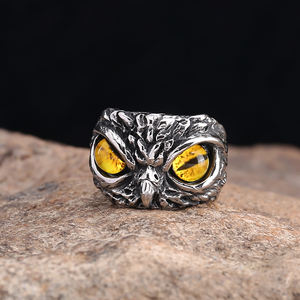 패션 쥬얼리 도매 남성용 스테인리스 스틸 주조 올빼미 반지 쥬얼리 - Product Image 4