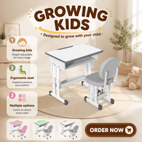 Ensemble bureau et chaise inclinables pour enfants, table d'écriture pour étudiants à hauteur réglable avec plateau inclinable, siège rond en tissu, fourniture OEM ODM pour l'école