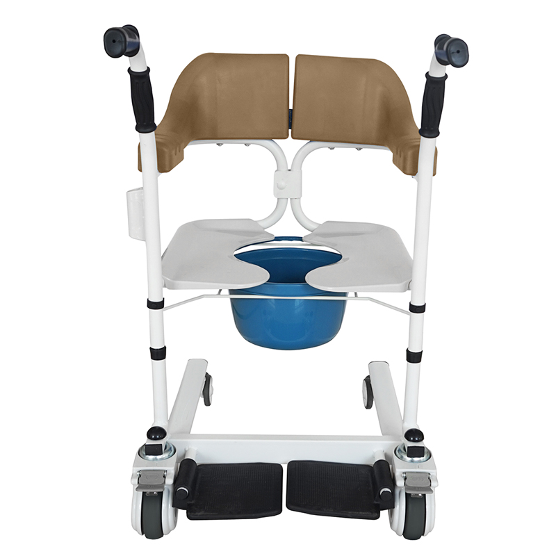 Hospital Adjustable Transfer Wheelchair Commode Chair with Wheels - 125KG  Capacity, Waterproof Bathroom Safety Equipment