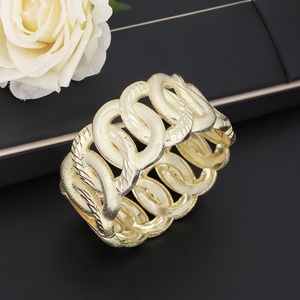 JXX Women's <b>Gold</b> Plated Brass Jewelry <b>Set</b> 2PCS Open <b>Bangle</b> Ring for Engagement Wedding and Party Gift - Product Image 2