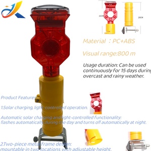Luz de Advertencia Intermitente LED Roja con Energía Solar, Soporte Ajustable, Baliza de Seguridad Vial para Construcción en Carreteras - Product Image 1