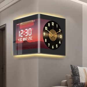 Jam dinding dua sisi elektrik, tampilan Digital vinil desain seni rekaman untuk jarum ruang tamu tipe gantung bagian utama sudut - Product Image 2