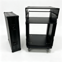 Estuche de Transporte con Ruedas Desmontable OEM de 10U para Amplificador, con 2 Puertas Combinables, Cierres de Seguridad y 2 Mesas para DJ