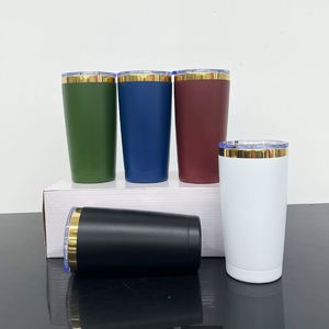 แก้วกาแฟแบบพกพาขนาด 20 ออนซ์ สีทองเคลือบผิวด้วยผงสีทอง ผนังสองชั้น ทำจากสแตนเลสสตีล เหมาะสำหรับงานเลเซอร์ - Product Image 2