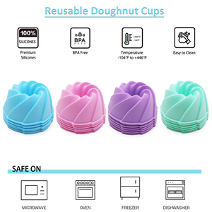 12PCS Silicone Donut Chảo không dính xoắn ốc Donut khuôn mẫu tái sử dụng muffin cupcake nướng bánh cốc dùng một lần bánh công cụ thiết lập OPP Túi - Product Image 2
