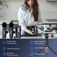 Microphone Lavalier Sans Fil 3-en-1 Personnalisé avec Récepteur Anti-Bruit et Anti-Vent pour Conférences et Utilisation en Direct (Compatible iPhone/Android)
