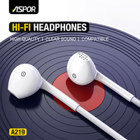 ASPOR A219 Headset In-ear Mobile 3.5mm IPX-3 Tahan Air Pengisian Cepat Earbud Berkabel dengan Garansi 1 Tahun