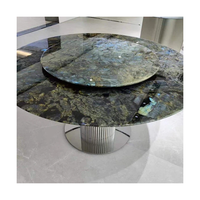 Table en granit bleu de Lemuria du Brésil de luxe, polie, ronde et rectangulaire, adaptée au salon