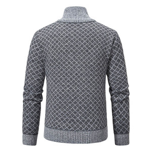 Maglione Anti-strizzacervelli in cotone stile classico da uomo grande motivo intrecciato con cerniera invernale con Logo traspirante - Product Image 4