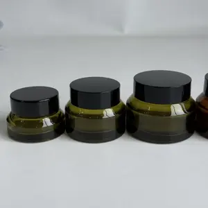 50g 30g15gフェイスクリーム化粧品容器小売空ラウンド30ml1ozグリーンガラスクリームジャー化粧品包装