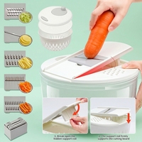 Panier de lavage de fruits manuel pour cuisine, grande mandoline en acier inoxydable, coupe-légumes, tamis, râpe, égouttoir et pot