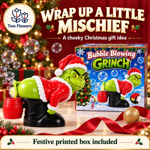 Due Fiori Artigianali di Natale a Tema <span class=keywords><strong>Grinch</strong></span> per Macchina Automatica Spara Bolle con Musica e Luci, Giocattolo per Feste e Regali, Vendita all'Ingrosso - Product Image 6