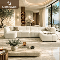 Canapé modulaire moderne en bouclette, canapé combiné en U minimaliste pour grand salon de villa