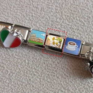 Pulsera de inspiración budista italiana ODM 2025, pulseras de eslabones de cadena de acero inoxidable plateado, pulsera italiana con dijes, dijes personalizados - Product Image 2