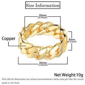 Anillo Cubano de Hip Hop para Hombre y Mujer, Joyería Chapada en Oro de 18K, Anillo de Dedo con Eslabones Cubanos - Product Image 3