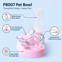 Tempat Makan Hewan Peliharaan PP Tahan Lama Bebas BPA dengan Botol Isi Ulang Otomatis 500ml, Dispenser Air dan Mangkuk Makanan 2-in-1 Anti Bocor