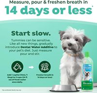 Additif pour l'eau pour une haleine fraîche chez les chiens, rafraîchisseur d'haleine et solution de nettoyage des dents pour chiens, sans dentifrice ni brosse à dents