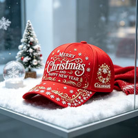 Gorra de Béisbol Navideña con Estampado Digital 3D, Unisex, 100% Poliéster, Ajustable, Tipo Snapback