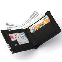 Dompet Pria Model Buka-Tutup, Tahan Air, Ringan, Kasual, Motif Kanvas Horizontal, Pinggiran Besi Pendek, Lapisan Poliester