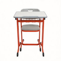 Bureau d'Écolier Moderne avec Design Confortable, Plateau Blanc, Pieds en Acier Jaune, Tiroir de Rangement Pratique