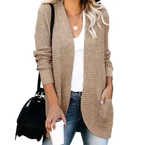 Wholesale stocks long sleeve plus size women's sweaters new large pocket sweaters cardigans women's clothing