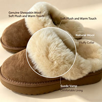 Chaussons en véritable peau de mouton, chaussures d'hiver en laine véritable, pantoufles chaudes en peluche, antidérapantes, pour l'intérieur et l'extérieur, fabricant de chaussures