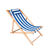 Chaise de plage en bois confortable à rayures colorées personnalisées avec tissu Oxford 600D, inclinable, pliable, portable, pour une personne
