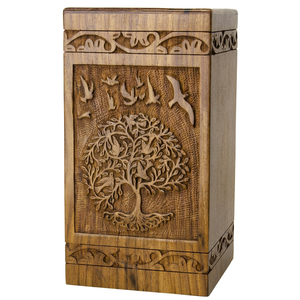 Meilleures ventes, urne en bois artisanale de grande taille, arbre de vie Unique, Design en bois de Sheesham, pour les cendres humaines ou d'animaux de compagnie - Product Image 1