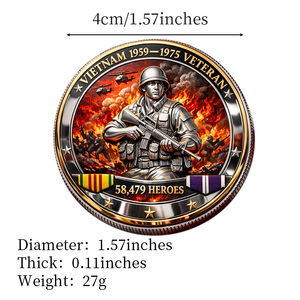 เหรียญที่ระลึกวีียดนามฮีโร่ 58,479 เหรียญ งานฝีมือโลหะ รูปเฮลิคอปเตอร์ สนามรบ ธีมสะสม ของขวัญทางธุรกิจ - Product Image 6