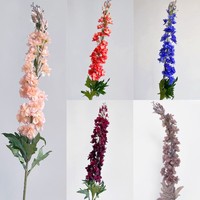 Élégante branche artificielle de delphinium corail de 108 cm avec tige filaire pliable, fausse fleur pour vase de maison et décoration de scène de mariage