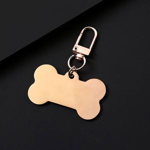 Pendentifs personnalisables en acier inoxydable pour clés, gravés au laser, imprimés UV, en forme d'os pour identification d'animaux de compagnie - Product Image 4