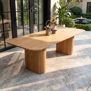 Large Teak Wood Extendable Dining Table - 8 Seats - Product Image 1