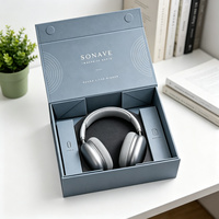 Boîte cadeau rigide pliable personnalisée avec doublure en mousse et gaufrage pour l'emballage d'écouteurs et de produits audio