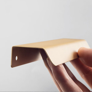 Wholesale Minimalist <strong>Bedroom</strong> Dresser Kitchen Bar Furniture <strong>Door</strong> Cabinet Hardware Hidden Brass Lip Pulls Drawer Handles - Product Image 3