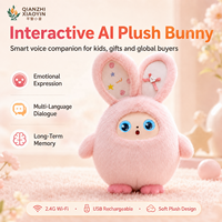 Peluche Lapin IA avec Coton PP, Capteur Tactile à Vibration, Fonction de Clonage Vocal, Mémoire Longue Durée, Plus de 50 Langues, Yeux LED, WiFi