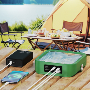 Projecteur LED d'urgence rechargeable avec panneau <span class=keywords><strong>solaire</strong></span> intégré, télécommande, portable avec poignée, sortie USB DC - Product Image 3