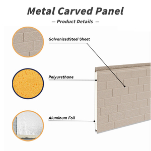 Panneau sandwich en aluminium pour murs et toitures extérieurs en polyuréthane PU ignifuge, matériau <span class=keywords><strong>de</strong></span> construction à isolation thermique - Product Image 2