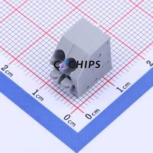 250-202 Spring Terminal Block Through hole Component (THT),P=3.5mm Connector 1x2P 3.5mm Gray 2P - Product Image 1
