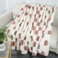 Couverture Polaire Rose Personnalisée OEM ODM à Motif Fraise – Décoration Douce et Confortable pour Adolescents, Idéale comme Cadeau, Plaid Doux et Confortable à Motif Fruité pour Canapé
