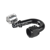 Sumeichan 8AN selang Crimp PTFE ujung pas putar 180 derajat siku aluminium hitam
