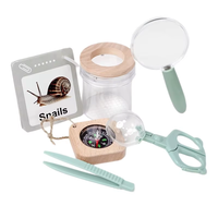 Children's Outdoor Exploration Insect Catching Set Wooden Observation Box Magnifying Glass Tweezers Tool Kit Educational Toy